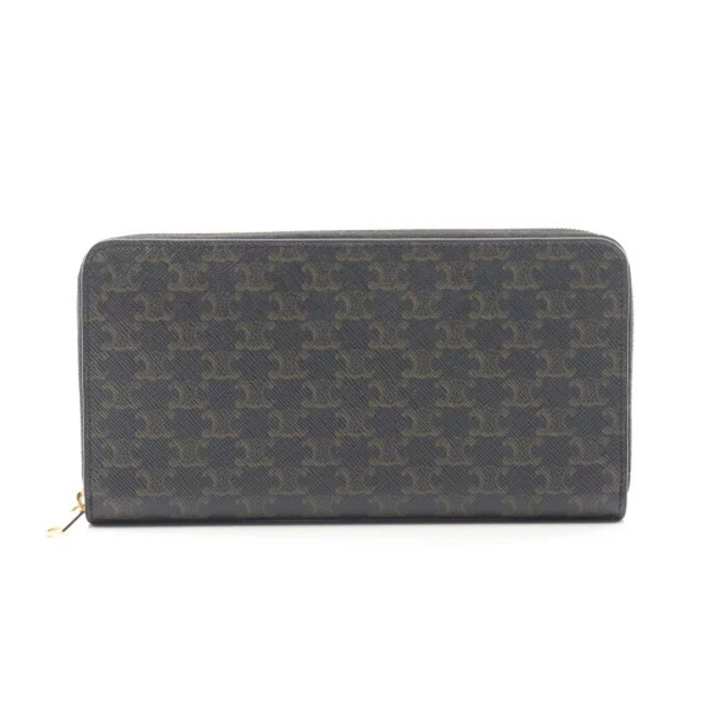 Celine Triomphe Zip Wallet Round Long Black